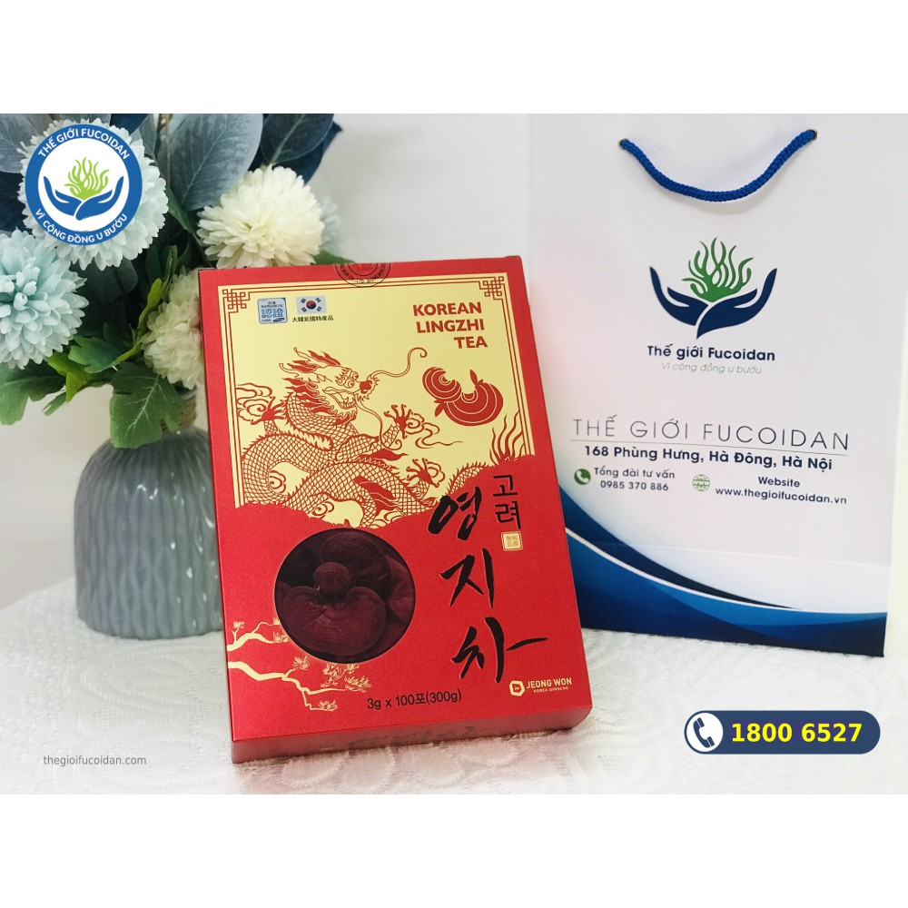 Trà Nấm Linh Chi Hàn Quốc Đỏ - KOREAN LINGZHI TEA - Hộp 100 gói