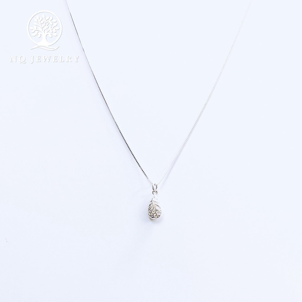 Dây chuyền bạc mặt giọt nước hoa văn - NQ Jewelry