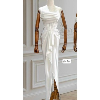 Đầm body 2 dây cổ đổ xẻ đùi