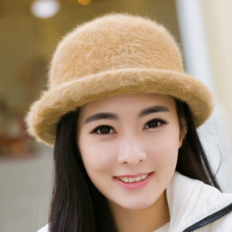 Nón Tai Bèo Phủ Lông Thỏ Màu Trơn Giữ Ấm Phong Cách Hàn Quốc Thời Trang Thu Đông Mới Cho Nữ