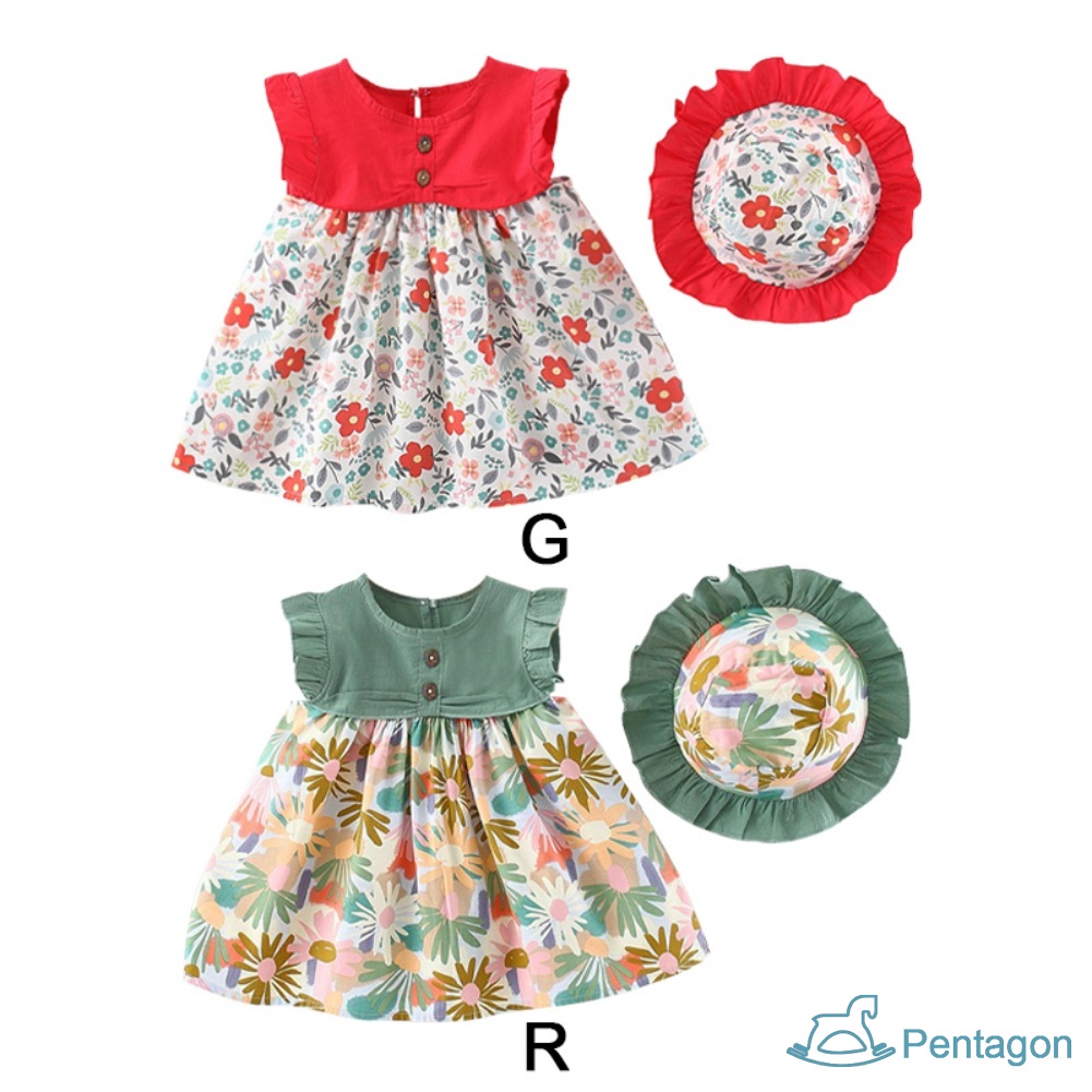 Đầm Công Chúa Không Tay Kèm Nón Thời Trang Cho Bé Gái 0-4 Tuổi