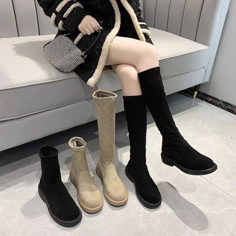 Sẵn đủ size 35-39 Boots đùi da lộn siêu mềm co dãn dành cho năm 2022, hàng quảng châu loại đẹp