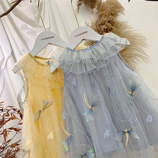 Váy công chúa thêu hình con bướm 3 lớp cho bé - A08 - Sonakids