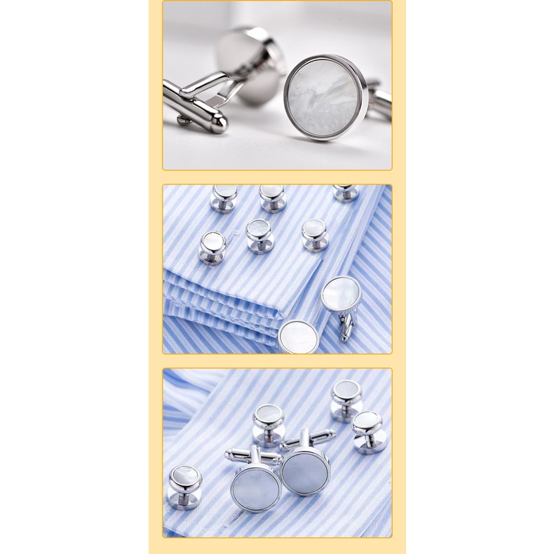 Khuy Măng Sét Hình Vỏ Sò Tròn Cao Cấp Dành Cho Nam