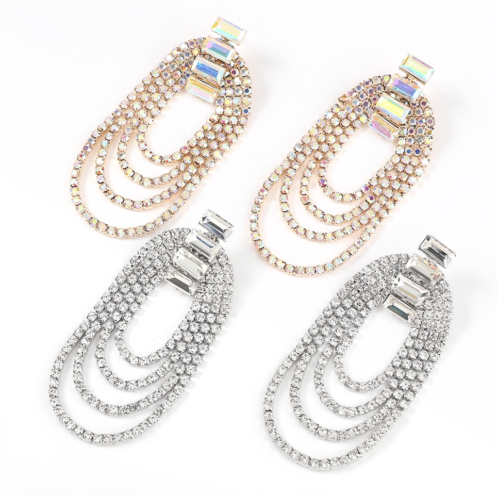 Bông Tai Đa Năng Nhiều Lớp Đính Đá Zircon Sáng Bóng Thiết Kế Thời Trang Cá Tính