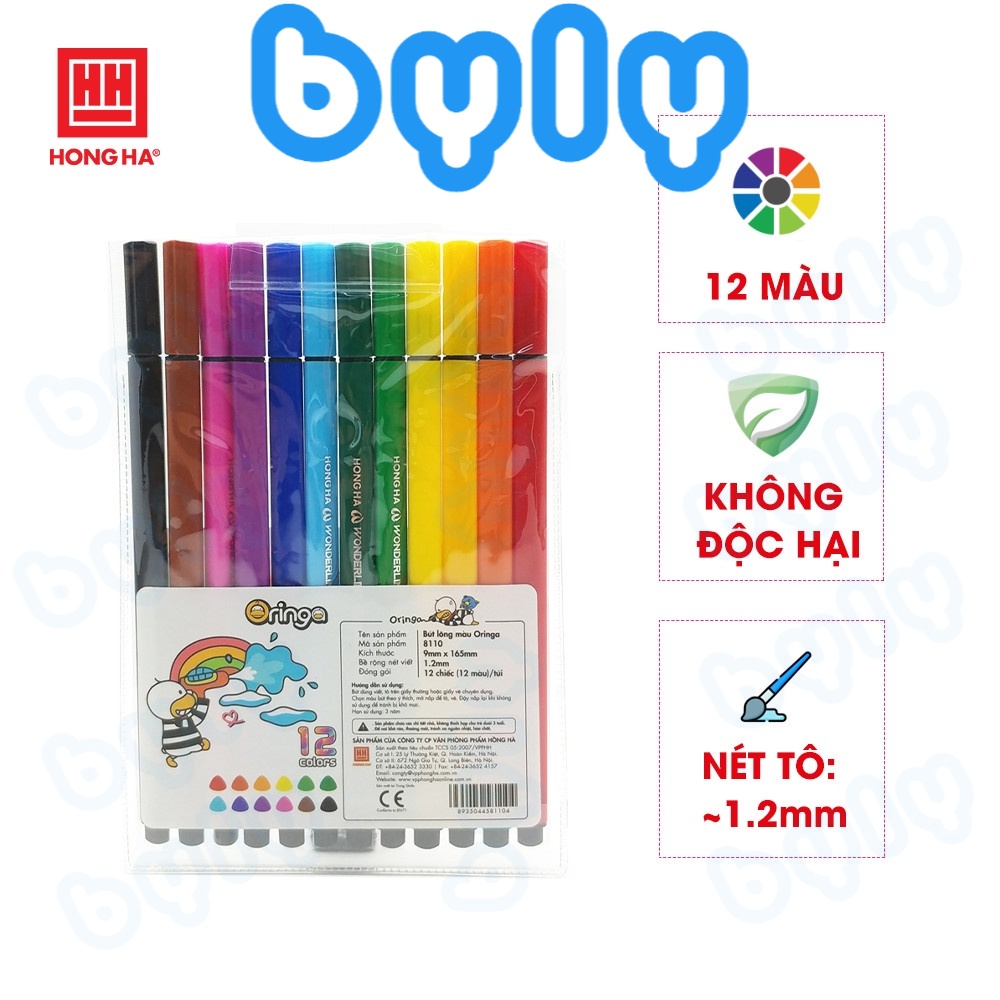 [Ship hoả tốc] Vỉ bút lông màu Hồng Hà Wonderline Oringa Felt Pen 12 màu - 18 màu - ByLy Store