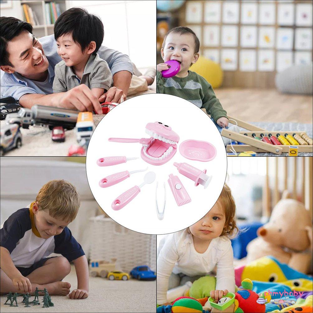 【OMB】 9 Pcs Dentist Toy Pretend Dentist Check Tooth Model Kid Educational Doctor Toy