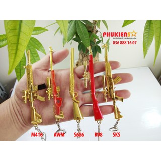 Combo 5 món Móc khóa PUBG mã SKS / S686 / AWM / K98 / M416 vàng óng - Hợp Kim Không Gỉ - sơn tĩnh điện cực bền