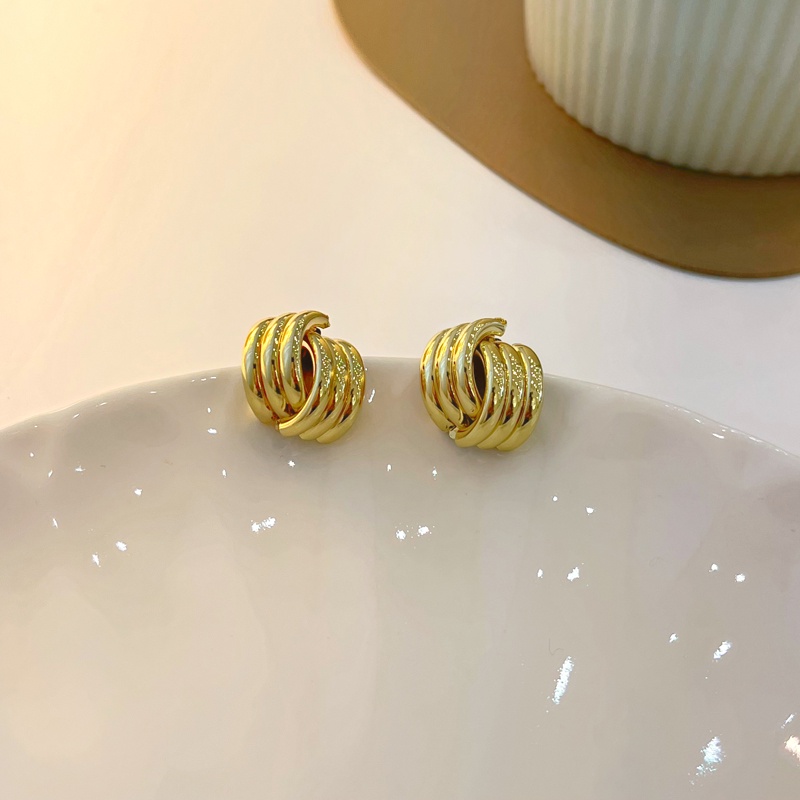 Khuyên tai kẹp không bấm lỗ chốt cố định K096 bằng hợp kim mạ vàng hình khối dáng ngắn Leous Accessories