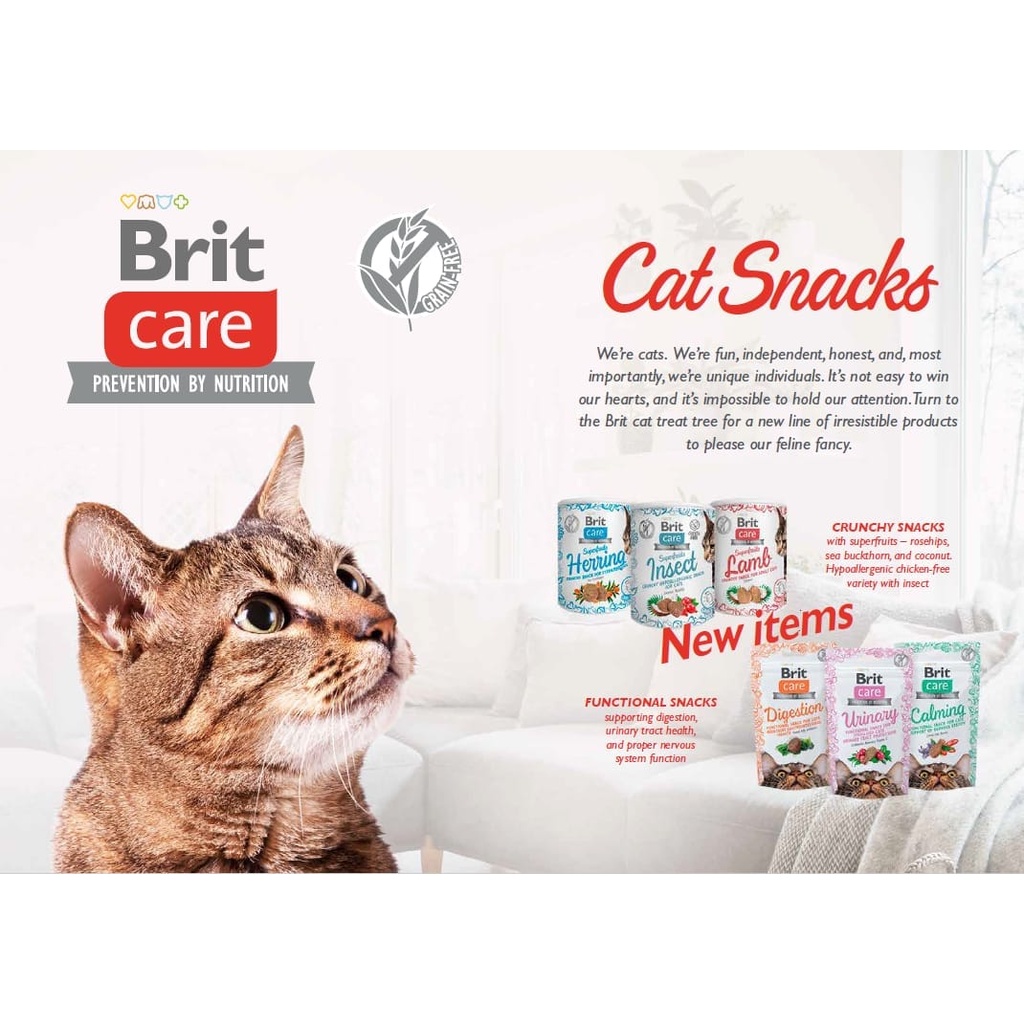 Bánh thưởng Đức Brit Care cho Mèo hỗ trợ chức năng Răng miệng Đẹp da lông Tiêu búi lông dạng snack giòn thơm ngon