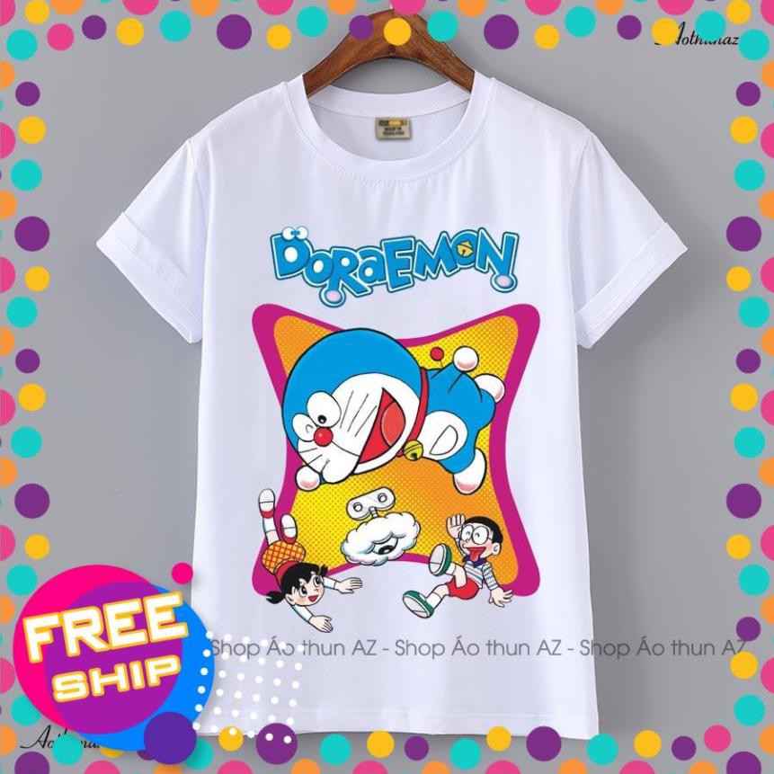 (GIÁ TỐT) Áo thun in hình Doraemon ( có size trẻ em ) - Cotton Thái Doremon M2427