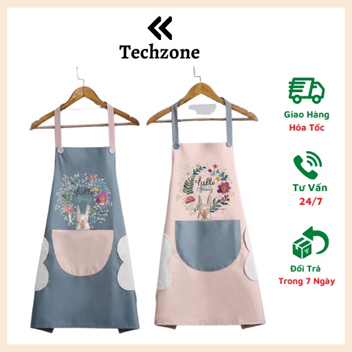 Tạp Dề Hoạ Tiết Thỏ Chống Thấm Nước Có Lau Tay, Tạp Dề Thỏ Cao Cấp - Techzone.vn