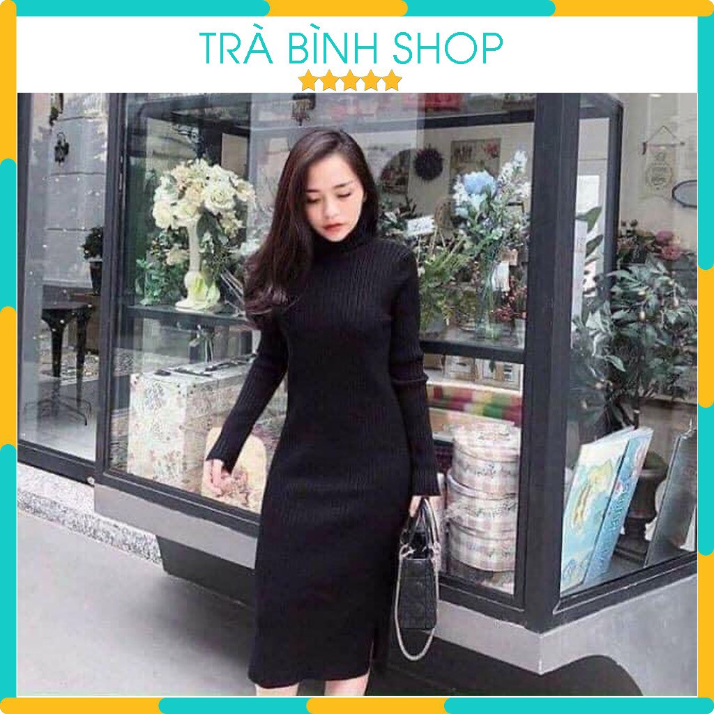 Váy Đầm Len Body Cổ Lọ Cao, Ấm áp, Có Bigsize 90KG, Kín đáo mà vẫn Khoe được Đường cong, Tạo độ thon ảo cho các bạn mũm