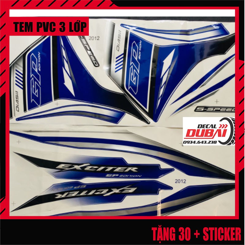 Tem Rời Xe Exciter 135 - Decal 3 Lớp Cao Cấp, Không Bay Màu