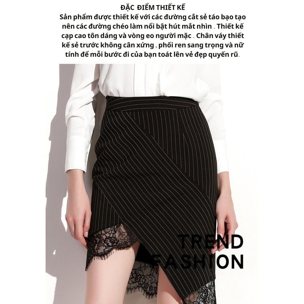 Chân váy nữ kẻ body phối ren hai lớp BY AUGUST DESIGN | BigBuy360 - bigbuy360.vn