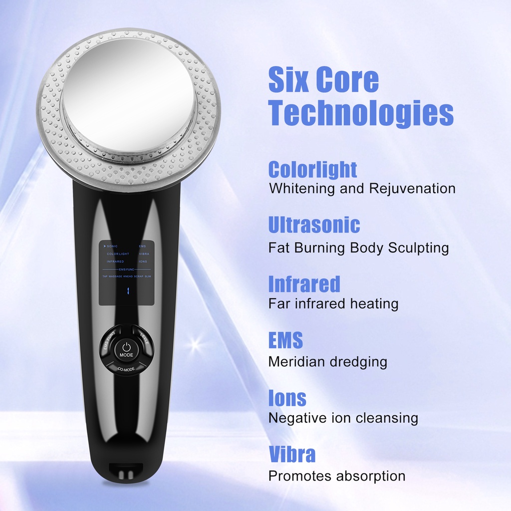 Máy Massage Cơ Thể Bằng Sóng Siêu Âm 6 Trong 1 Có Đèn LED