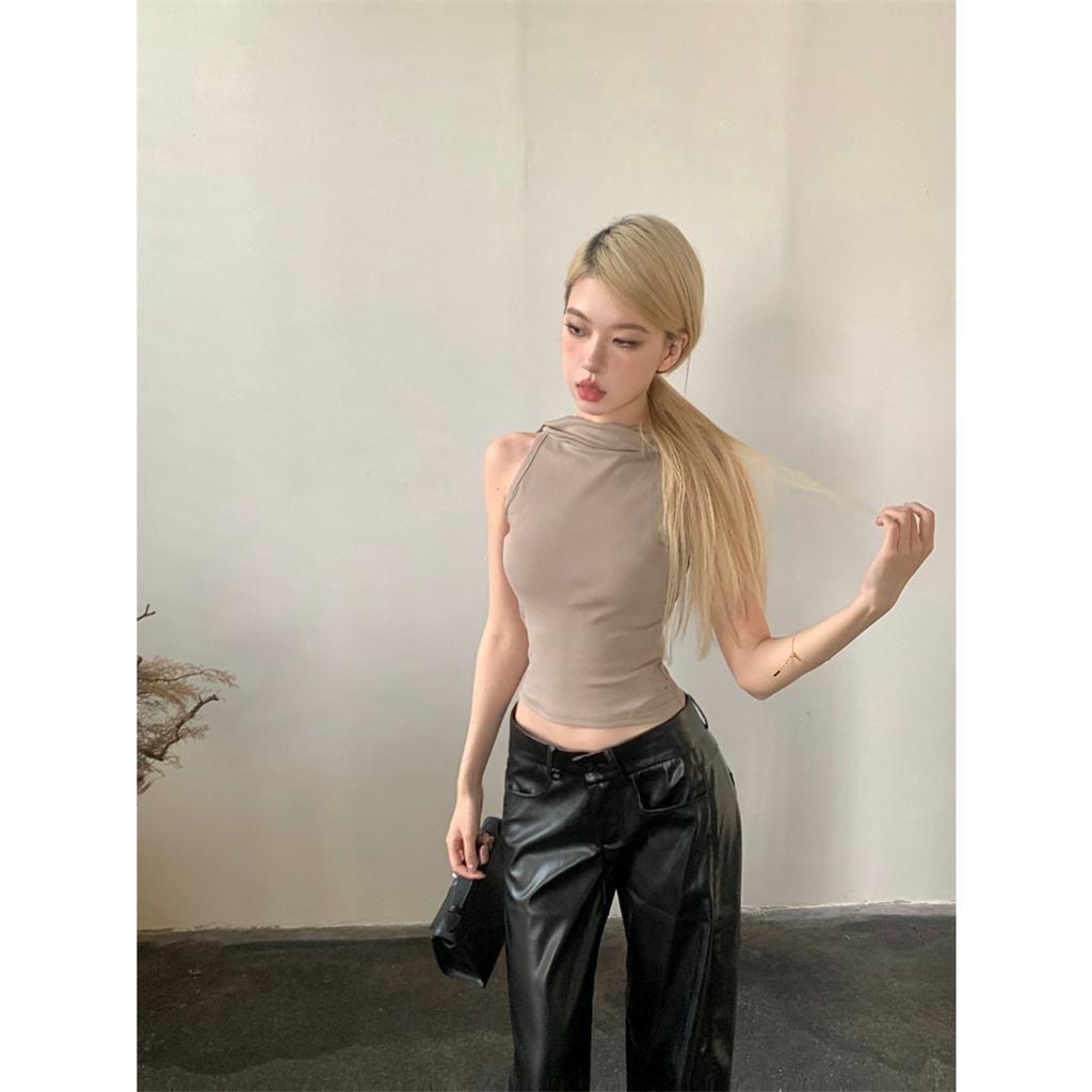 Áo Hoodie Sát Nách Màu Trơn Phong Cách Vintage
