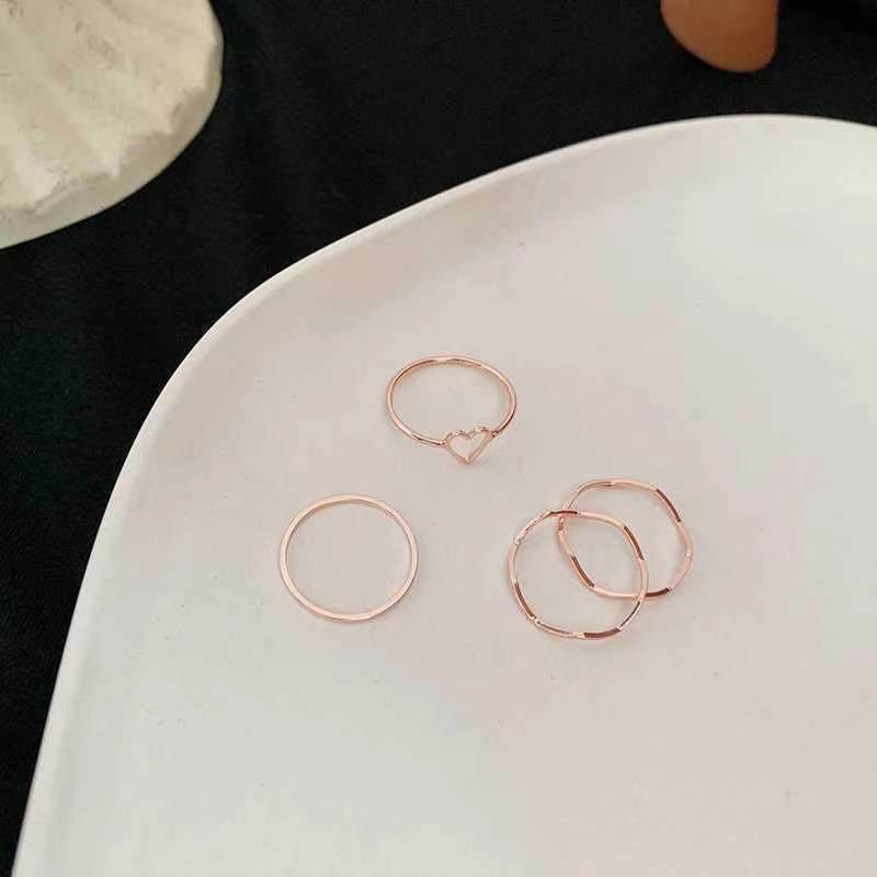 Set 4 nhẫn phong cách Hàn Quốc thời trang cho nữ