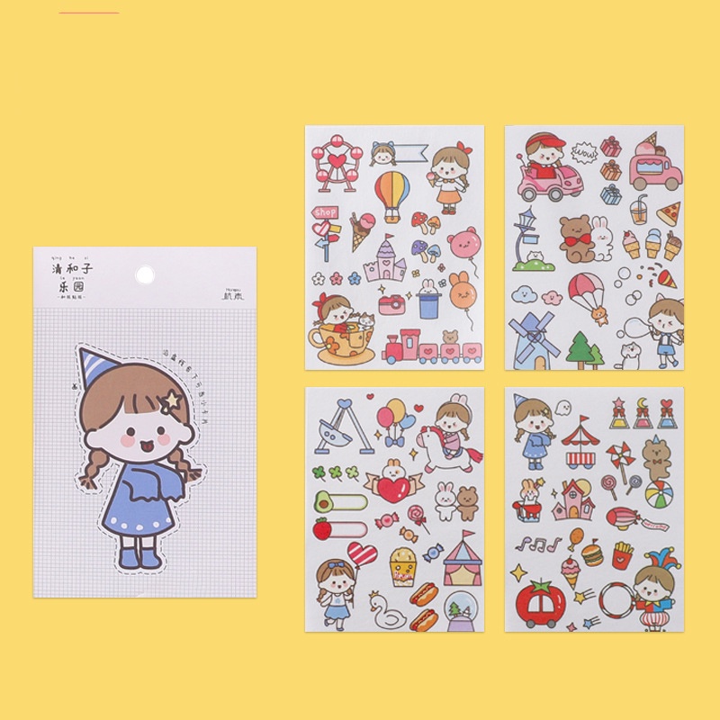 Miếng Dán Sticker Trang Trí Vở, Bình Nước, Điện Thoại, Đồ Vật Với Hoạ Tiết Đáng Yêu Phong Cách Nhật Bản( Bộ 5 Miếng)