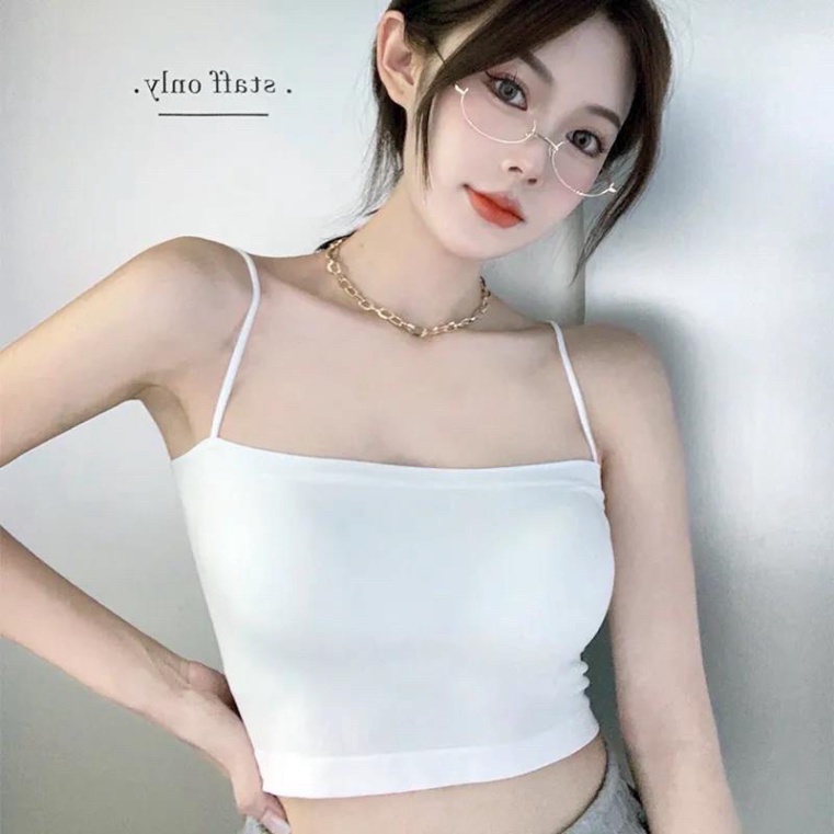 Áo Bra Nữ 2 Dây Mảnh Dáng Lửng Có Đệm Ngực Trend Mới 2066 mầu đen trắng coco land deal hot