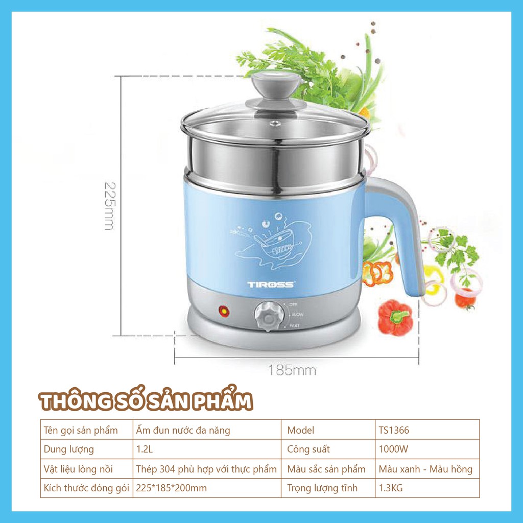 NỒI LẨU ĐIỆN MINI ĐA CHỨC NĂNG TIROSS | Thiết kế nhỏ gọn, hiệu quả | | BigBuy360 - bigbuy360.vn