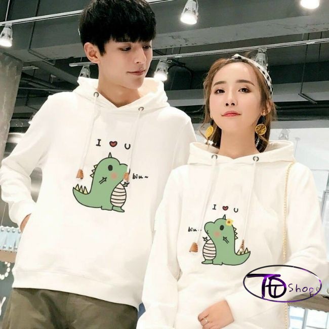 Áo hoodie đôi ⚜️ Tự Thiết Kế ⚜️ Đồ Đôi Hoodie tình yêu khủng long 2020 nỉ bông cao cấp | WebRaoVat - webraovat.net.vn