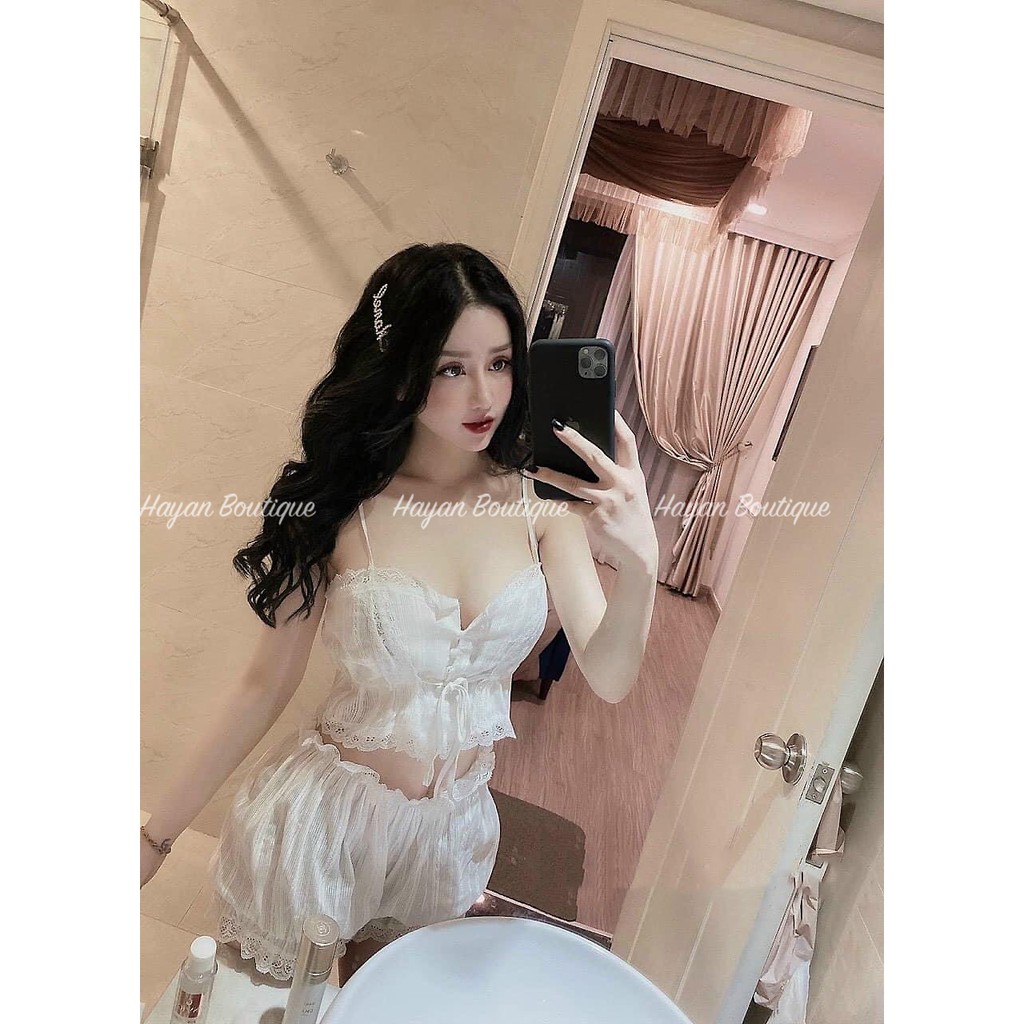 HT32 Đồ ngủ sexy 2 dây thô đũi mềm mại, bộ ngủ mặc nhà quyến rũ HT32