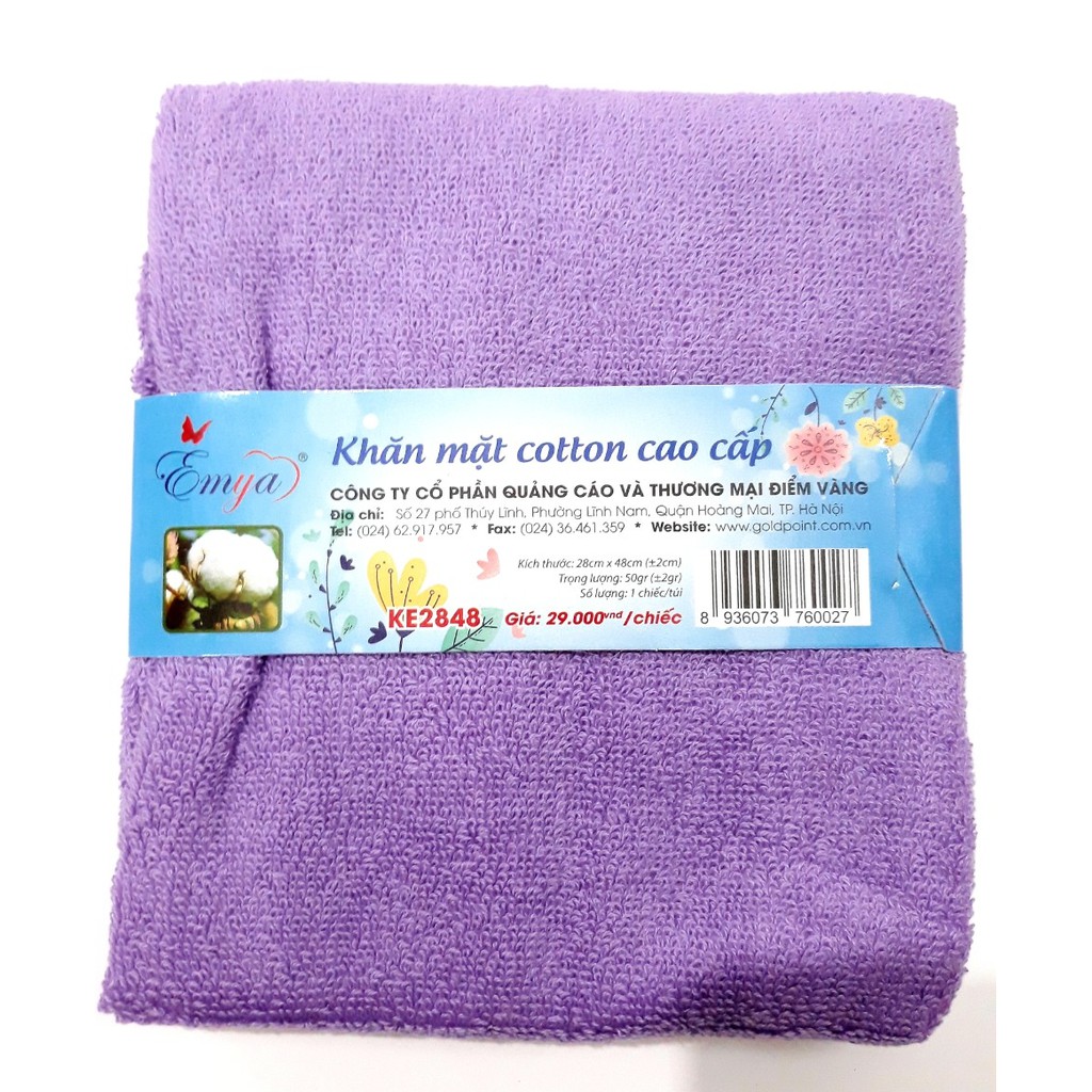 Khăn Mặt Emya Cotton Cao Cấp Mã KE-2848 (giao màu ngẫu nhiên)