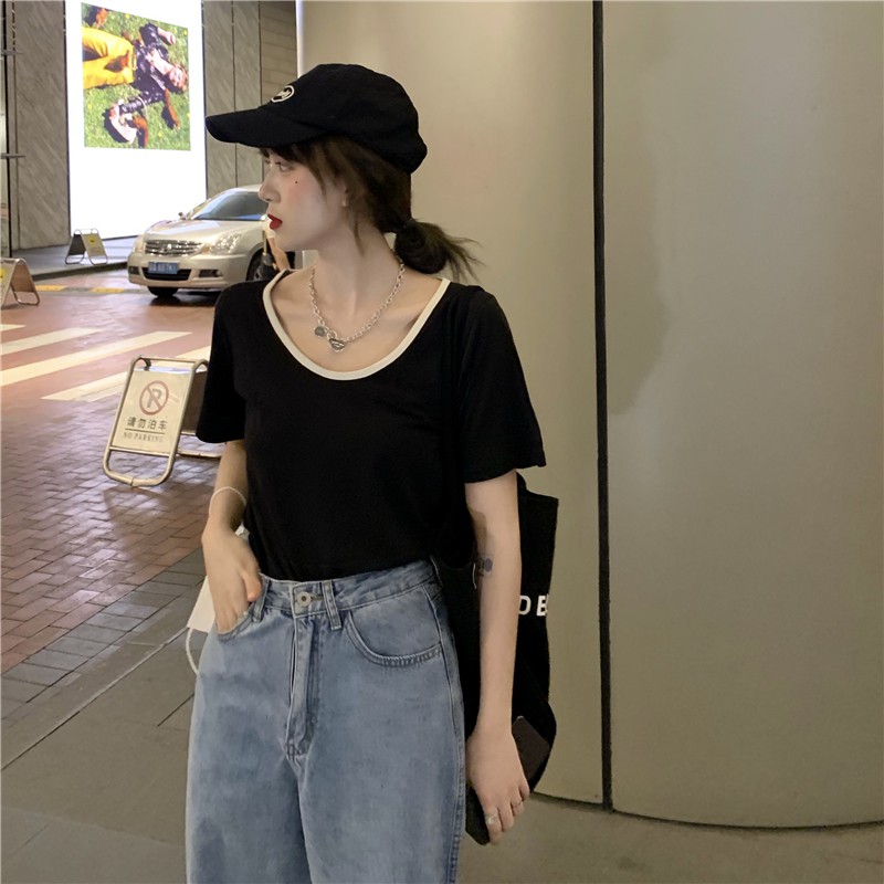 Bộ áo thun tay ngắn dáng rộng + đầm 2 dây kiểu Hàn Quốc cho nữ Xiaozhainv | BigBuy360 - bigbuy360.vn