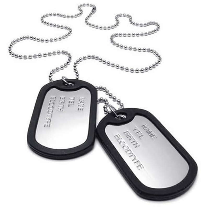 Vòng cổ Mặt Thẻ 68Cm Màu Đen / Bạc 2 Kiểu Cho Nam