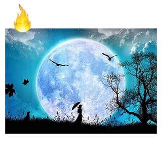 Bộ Tranh Đính Đá 5d Họa Tiết Mặt Trăng Dưới Dưới Mặt Trăng Độc Đáo Diy Dùng Trang Trí Nhà Cửa