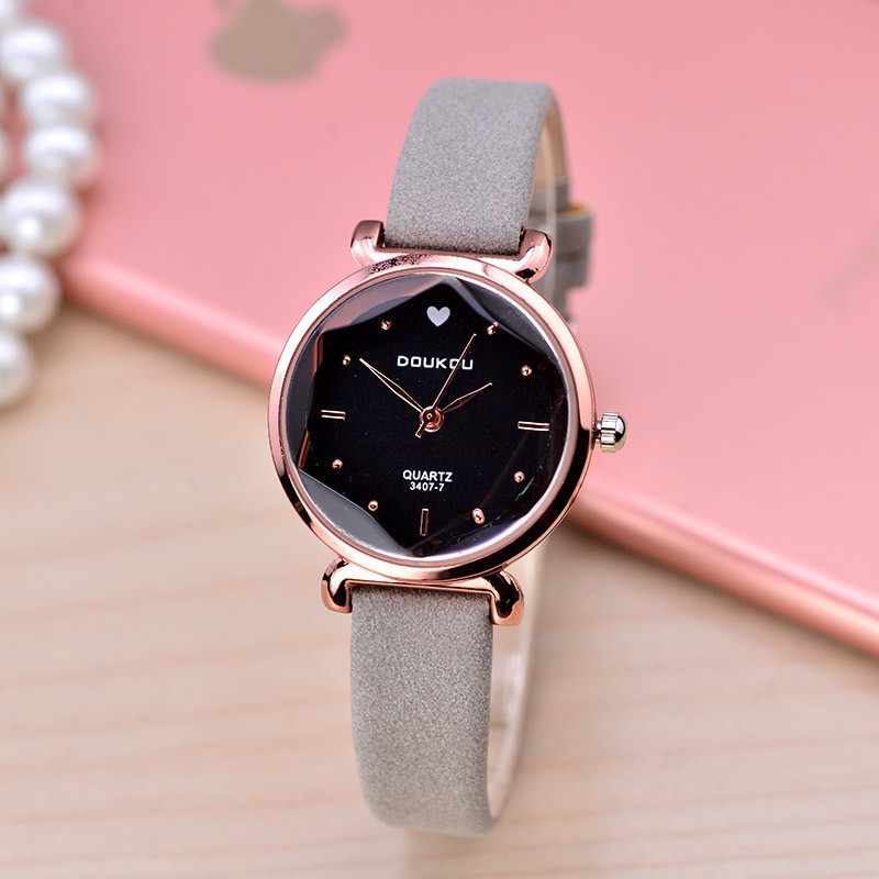 Đồng hồ nữ DouKou 71139 dây da lộn cao cấp mặt tròn Bán lẻ giá sỉ