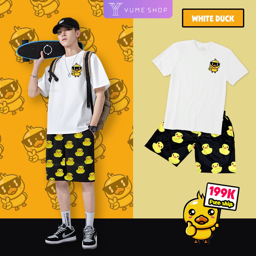 Bộ quần áo Hoạt Hình Vịt Vàng Unisex form rộng tay lỡ