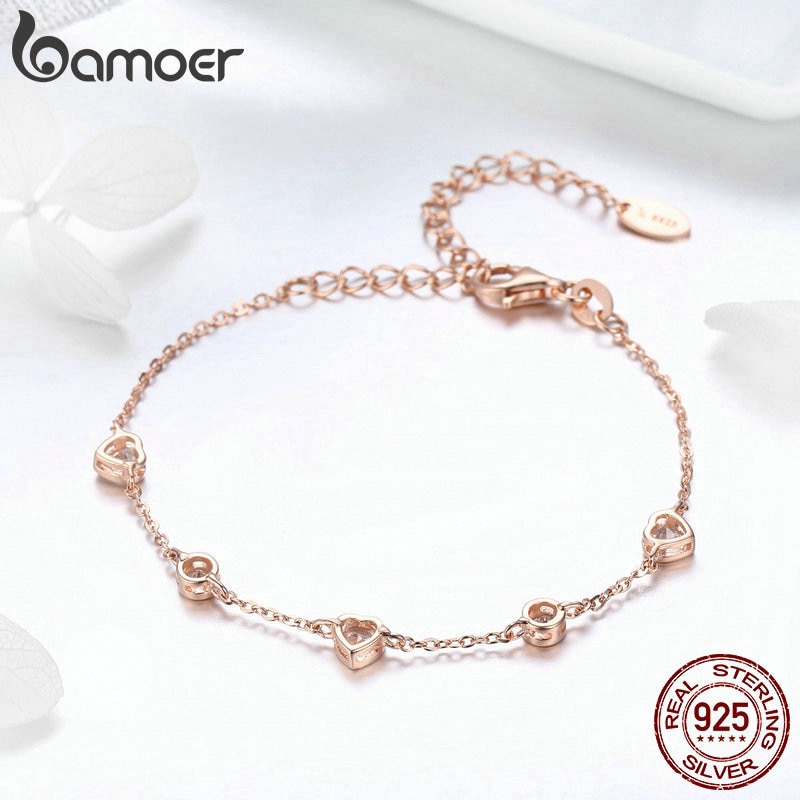 Vòng Đeo Tay Bamoer Bằng Bạc 925 Mạ Màu Vàng Hồng Cho Nữ