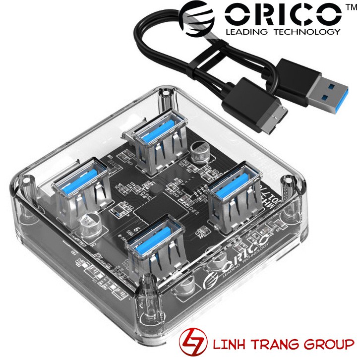 Bộ chia USB 3.0 trong suốt 4 cổng Orico MH4U-U3 - HB19