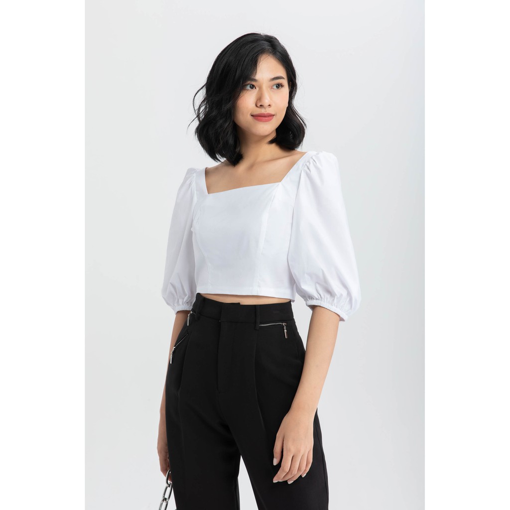 Áo croptop cổ vuông nữ IVY moda MS 16B8562