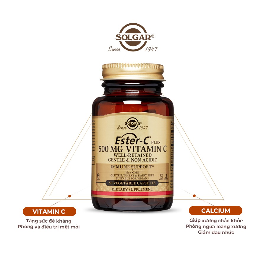 [NHẬP KHẨU USA CHÍNH HÃNG] Viên uống tăng cường sức khỏe Solgar Ester-C Plus 500 mg Vitamin C