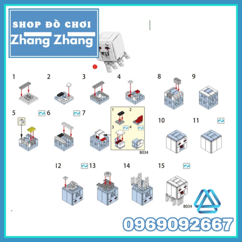 Đồ chơi xếp hình Minecraft trong Mine Blocks gồm Ghast - Polar Bear - Spider mô hình Minifigures Lele B033 040