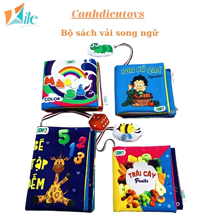 Bộ sách vải sơ sinh song ngữ Cánh Diều, kích thích đa giác quan, phát triển ngôn ngữ