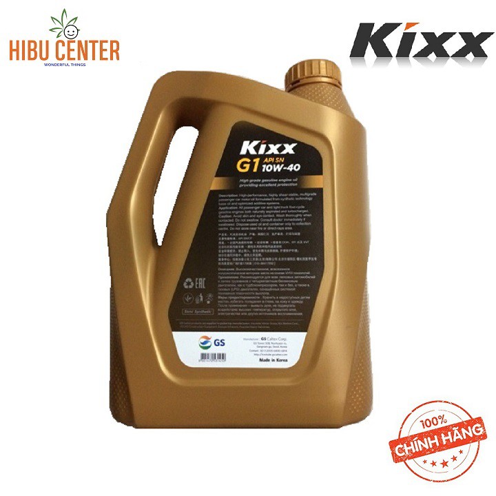 Nhớt KIXX G1 10W40 5 lít Can nhựa  Thùng 3 can