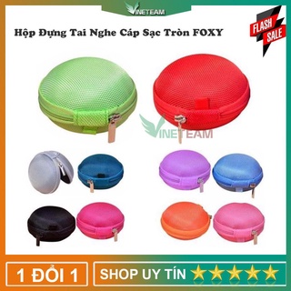 Hộp đựng tai nghe cáp sạc tròn Foxy Kiểu Dáng Tròn Nhỏ Nhắn – Chất liệu cao cấp -TX57