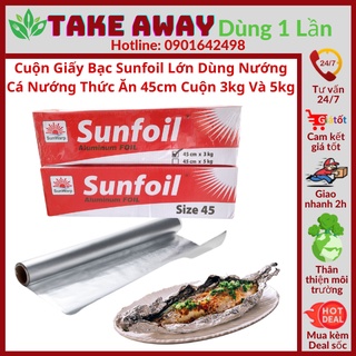 Cuộn giấy bạc nướng thịt cá, thức ăn sunfoil, loại 3kg và 5kg, cuộn lớn 30cmx45cm giấy bạc nướng
