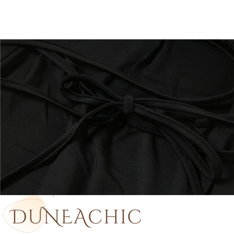DUNEA Áo liền quần màu trơn hở rốn thời trang cho nữ