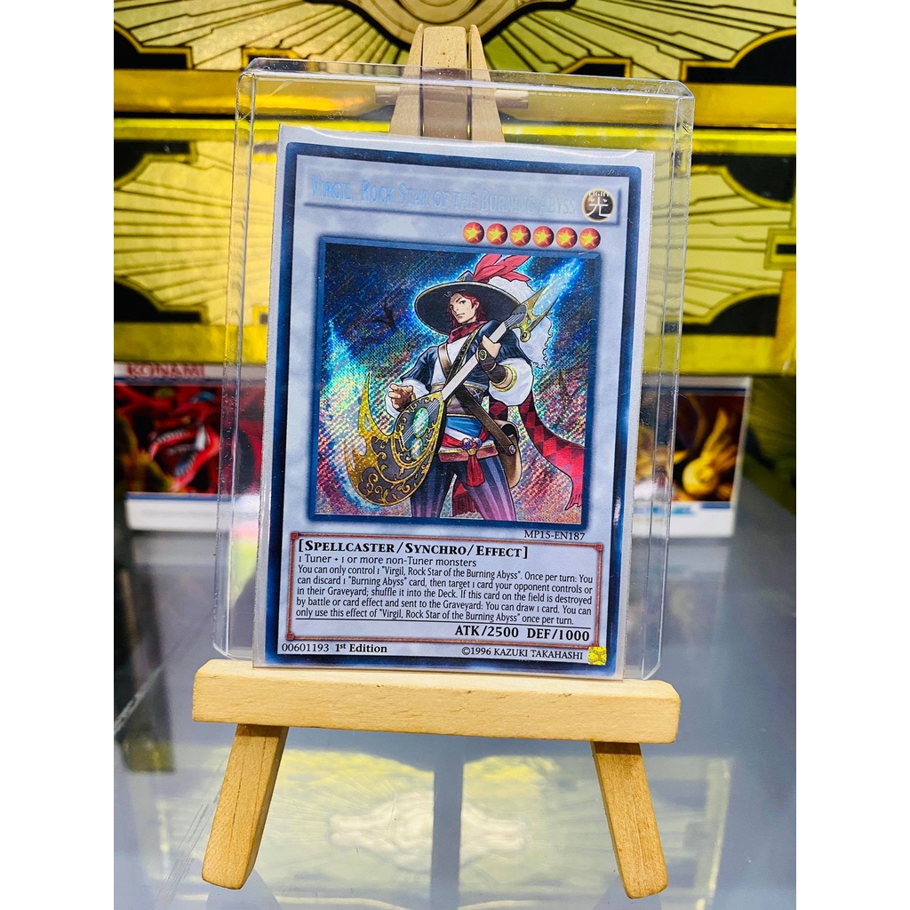 [ Dưa Hấu Yugioh ] Lá bài thẻ bài Virgil, Rock Star of the Burning Abyss - Secret Rare - Tặng bọc bài nhựa bảo quản