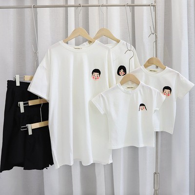 Áo Thun Tay Ngắn Chất Cotton Hoạ Tiết Hoạt Hình Cho Gia Đình