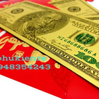 Tiền 100 USD May Mắn Mạ Vàng Plastic