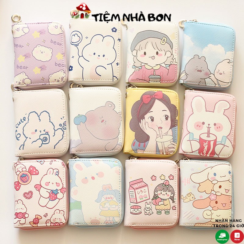 Ví nữ mini cầm tay nhiều mẫu đẹp, Ví ngắn cầm tay nữ da Pu chống thấm nước