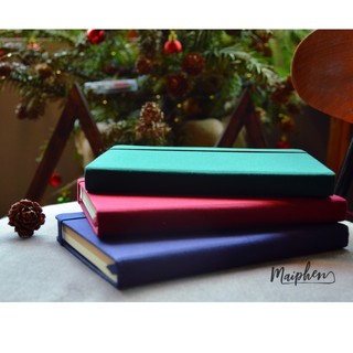 Sổ tay bìa vải màu trơn sang trọng - ruột giấy craft + giấy trắng có pocket last page
