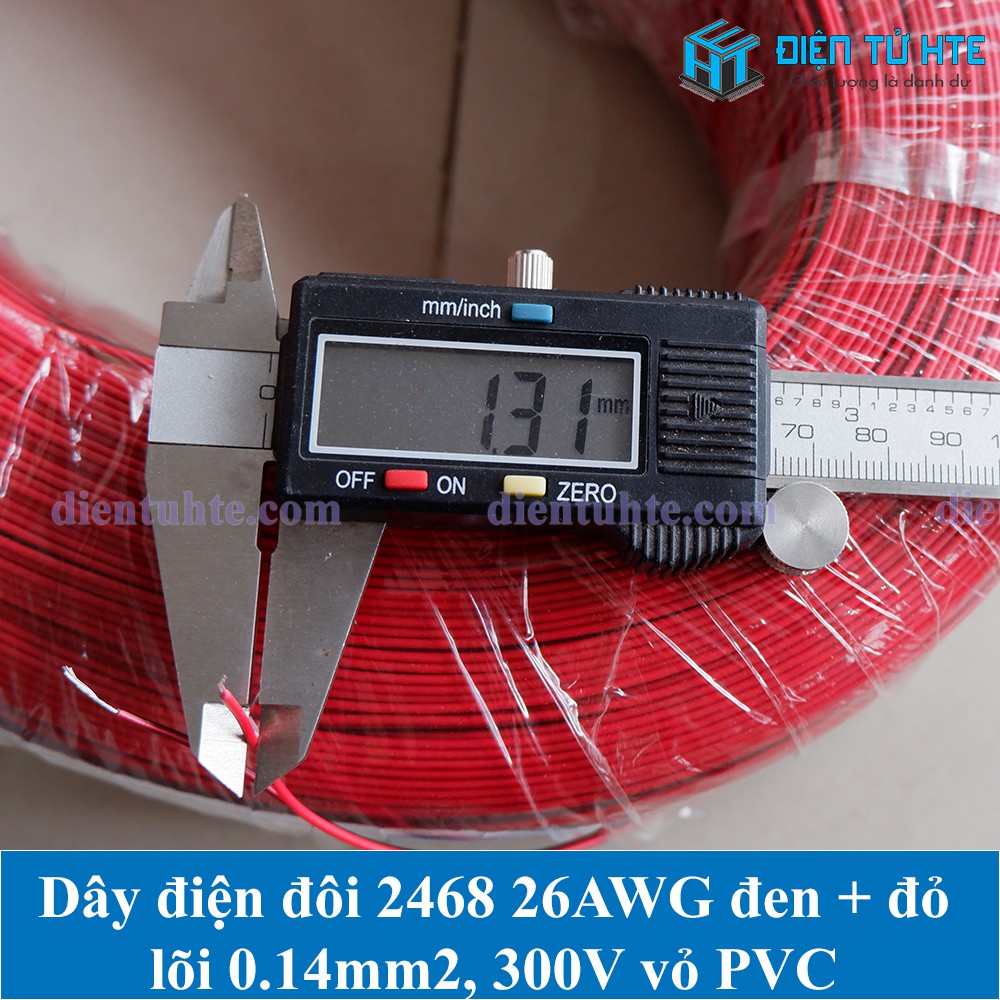 Combo 5 mét Dây điện đôi 2468 đỏ - đen 26AWG lõi 0.15mm2 vỏ PVC [HTE Quy Nhơn CN2]