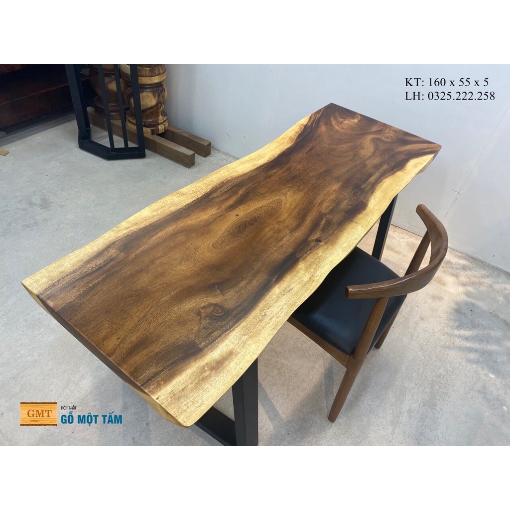 Bàn Làm Việc Gỗ Me Tây, Bàn Sân Vườn Gỗ Me Tây Dài 1,60m Rộng 55cm Dày 5cm